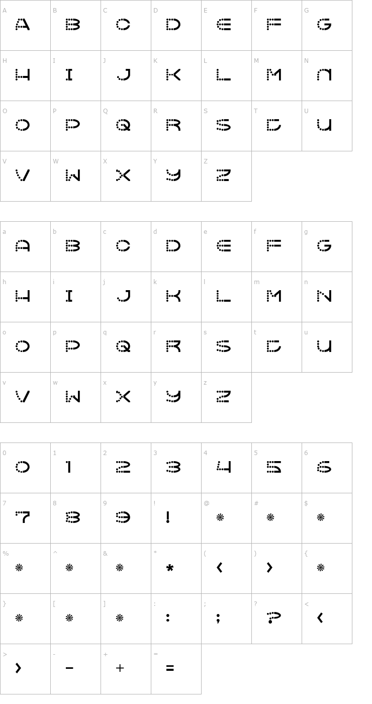 Character Map Vanish Font