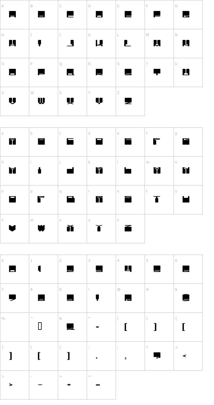 Character Map Vanishing Boy Font