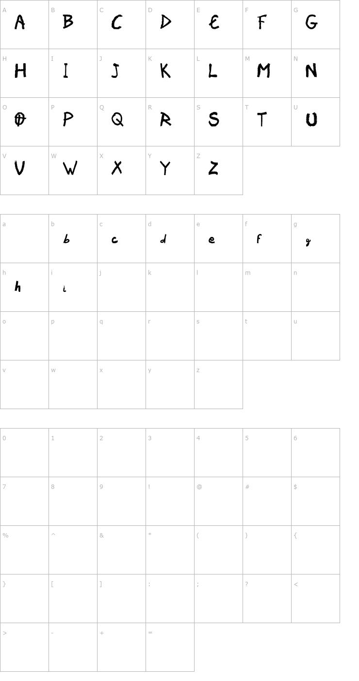 Character Map Vaudoo RF Font