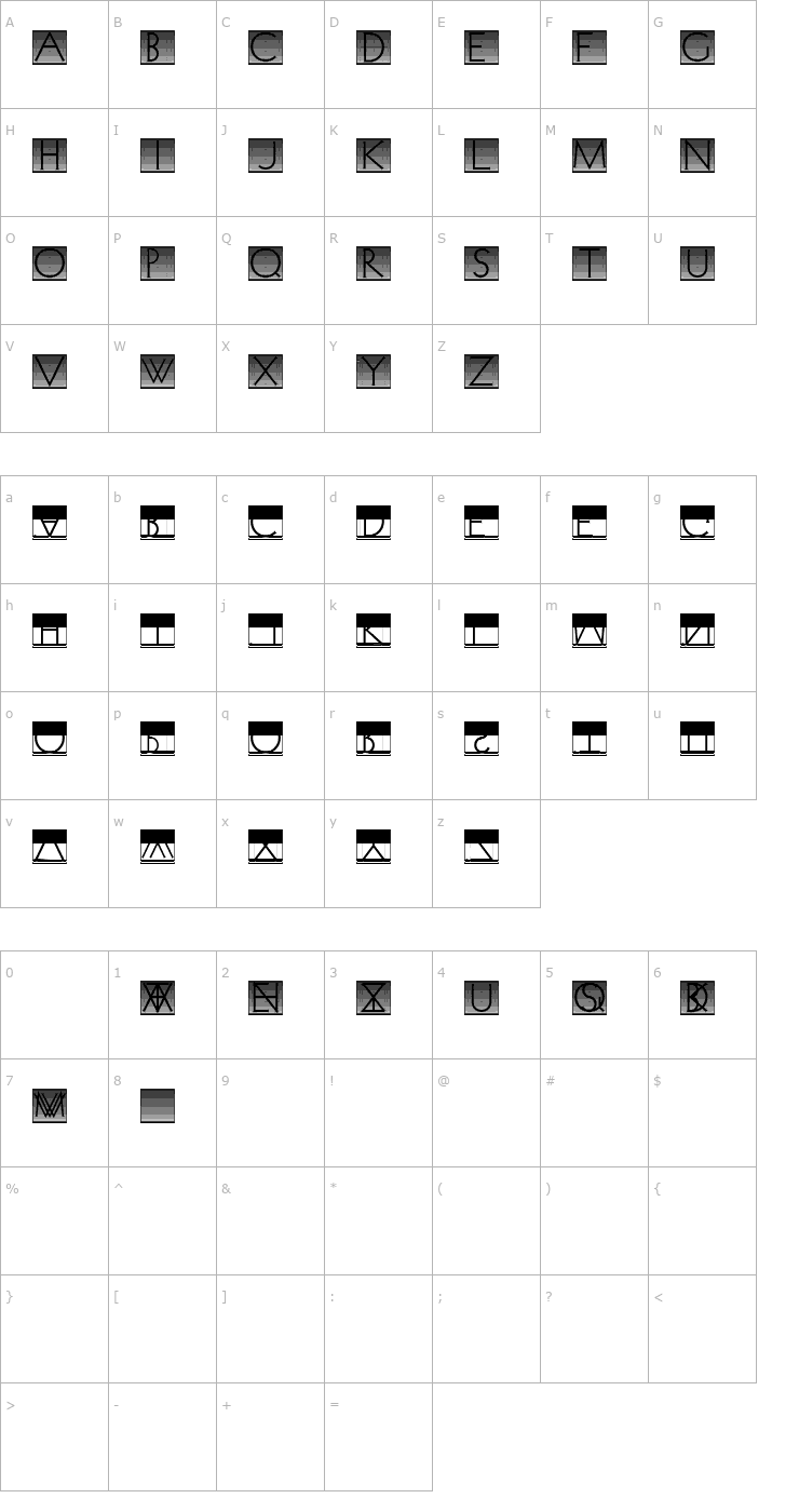 Character Map VenetianBlind Font