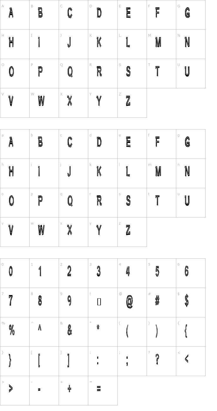 Character Map Very bad posture Font