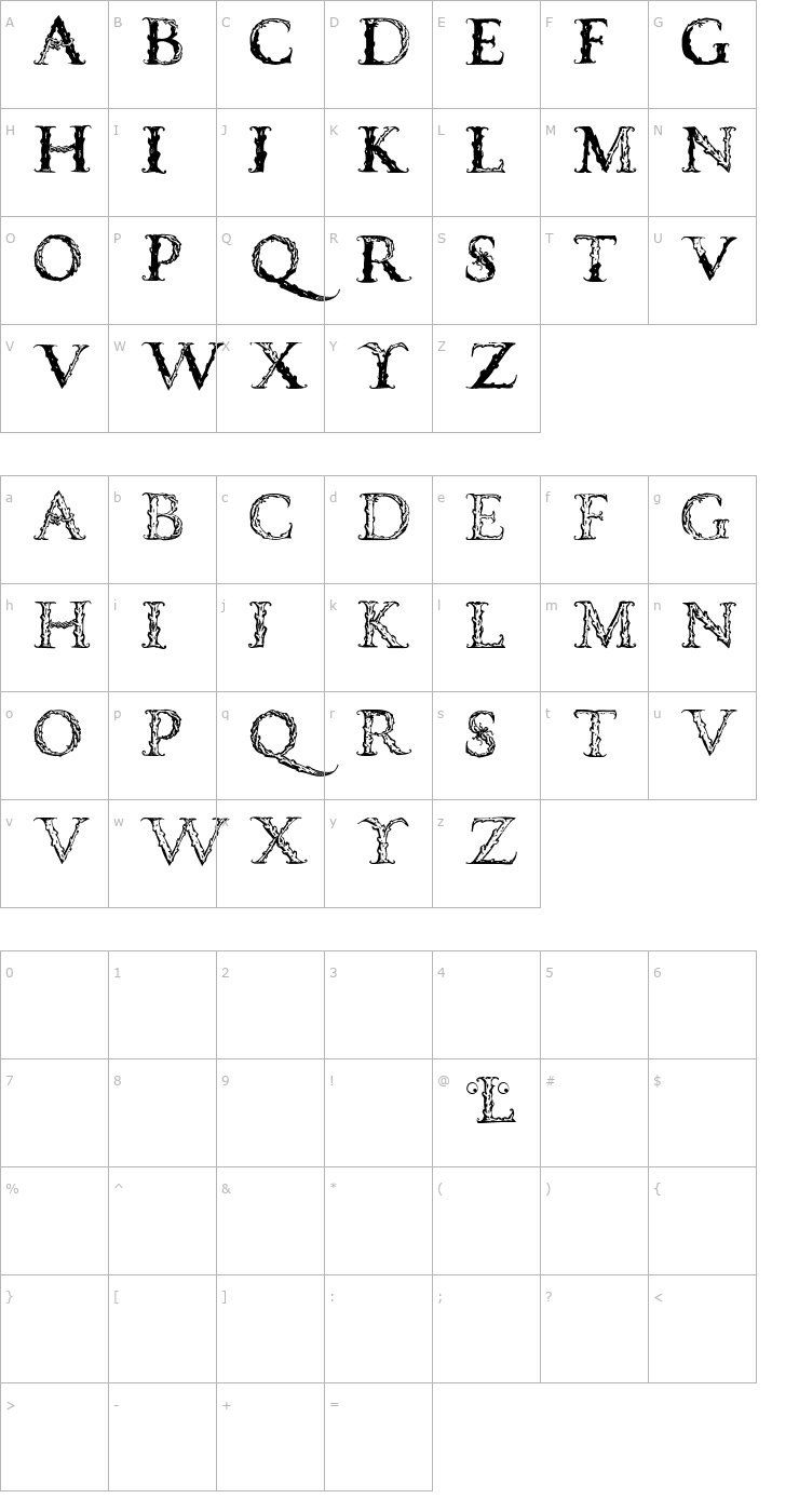 Character Map Vespasian Caps Font