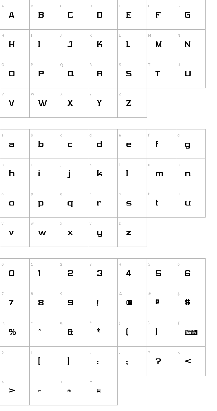 Character Map Vibrocentric Bold Font