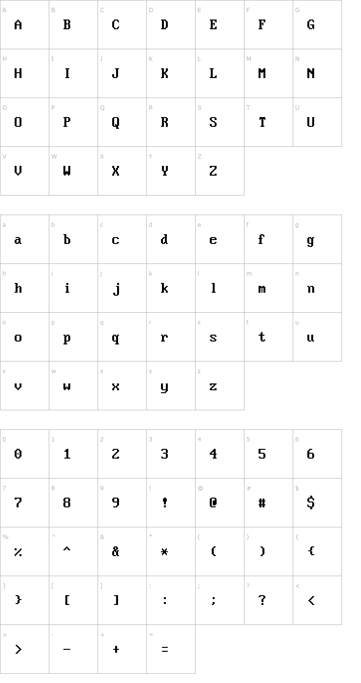 Character Map Video Regular Font