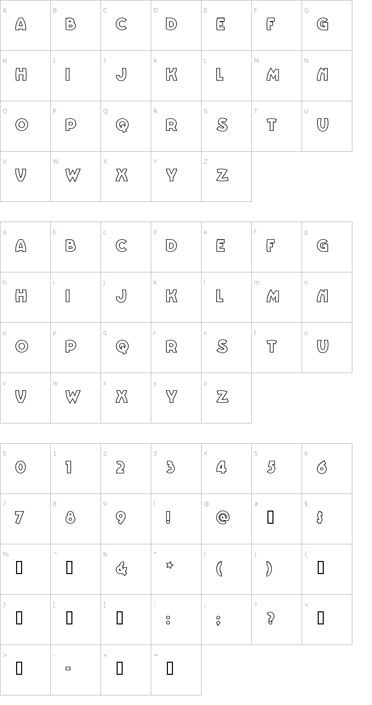 Character Map VinnieBoomBahNF Font