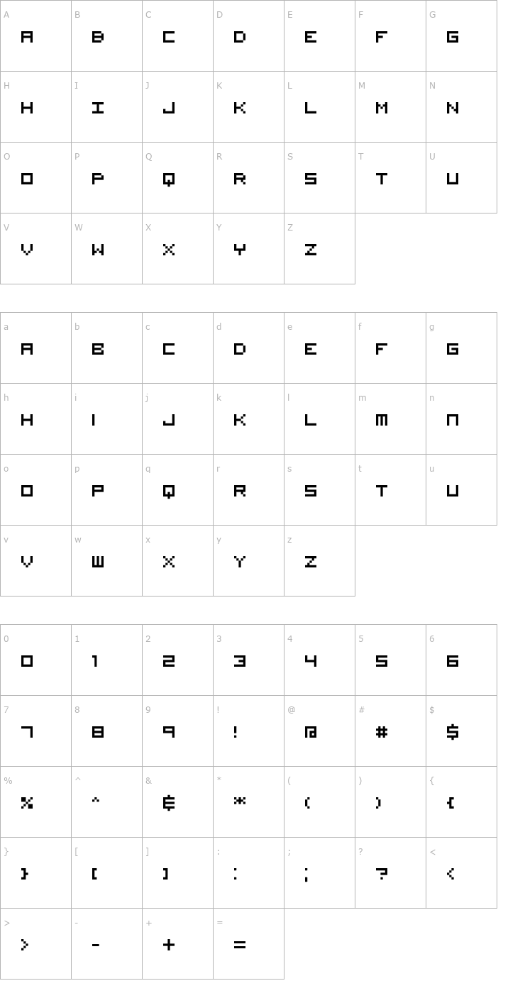 Character Map Visitor TT1 -BRK- Font