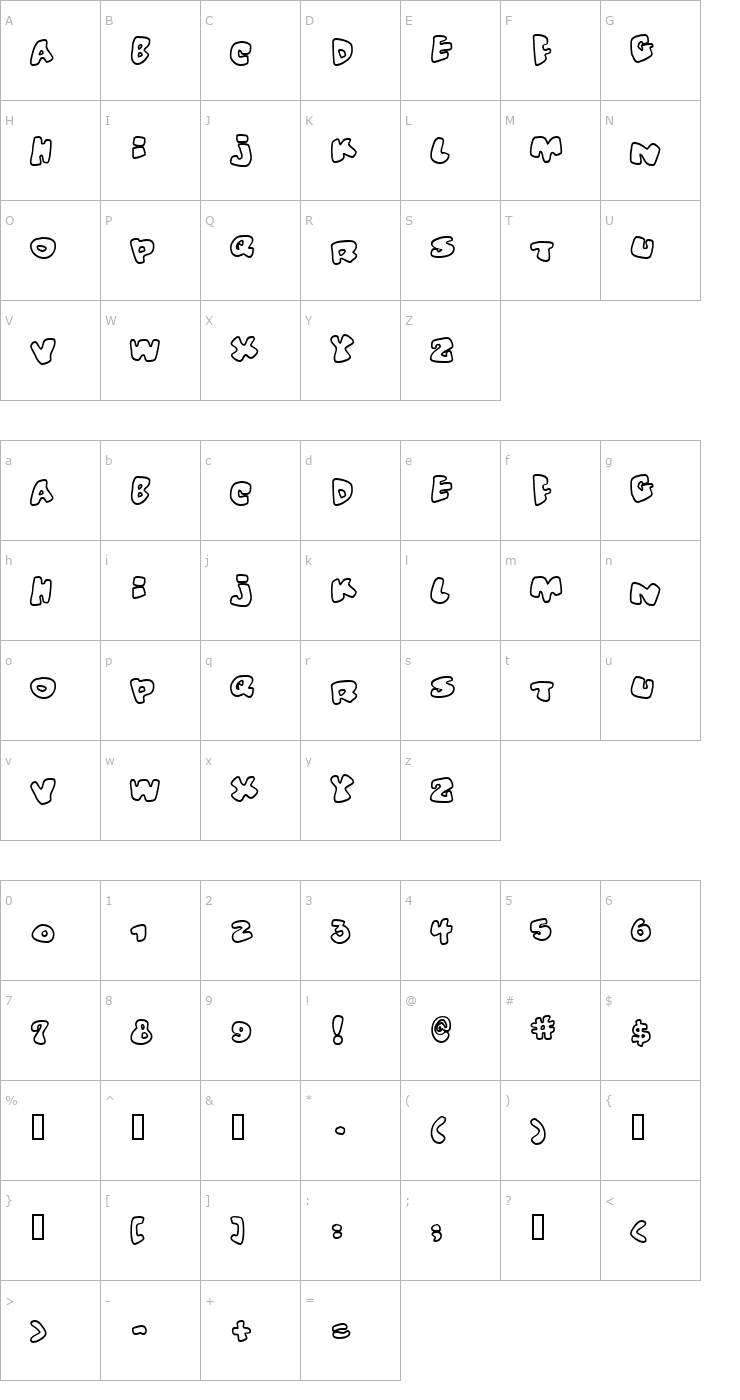 Character Map Vitamin outlined Font