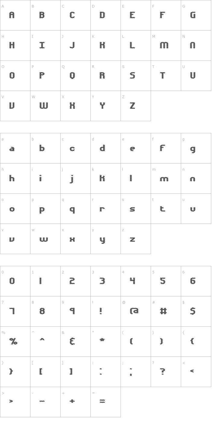 Character Map Volatile 1 BRK Font