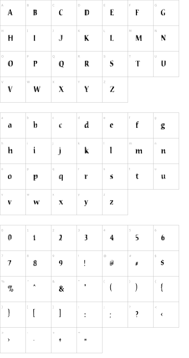 Character Map VTC Seeindubbledointriple Font