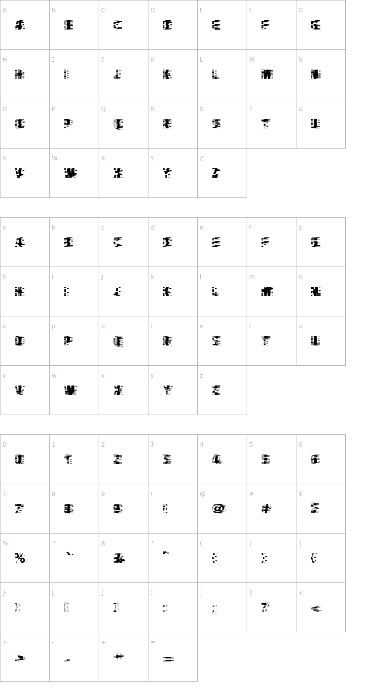 Character Map VTCBadHangover Regular Font