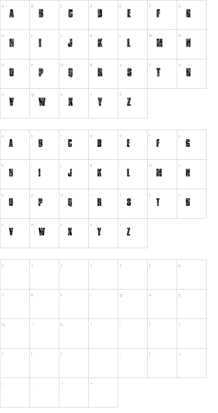 Character Map VTKS Bandana Font