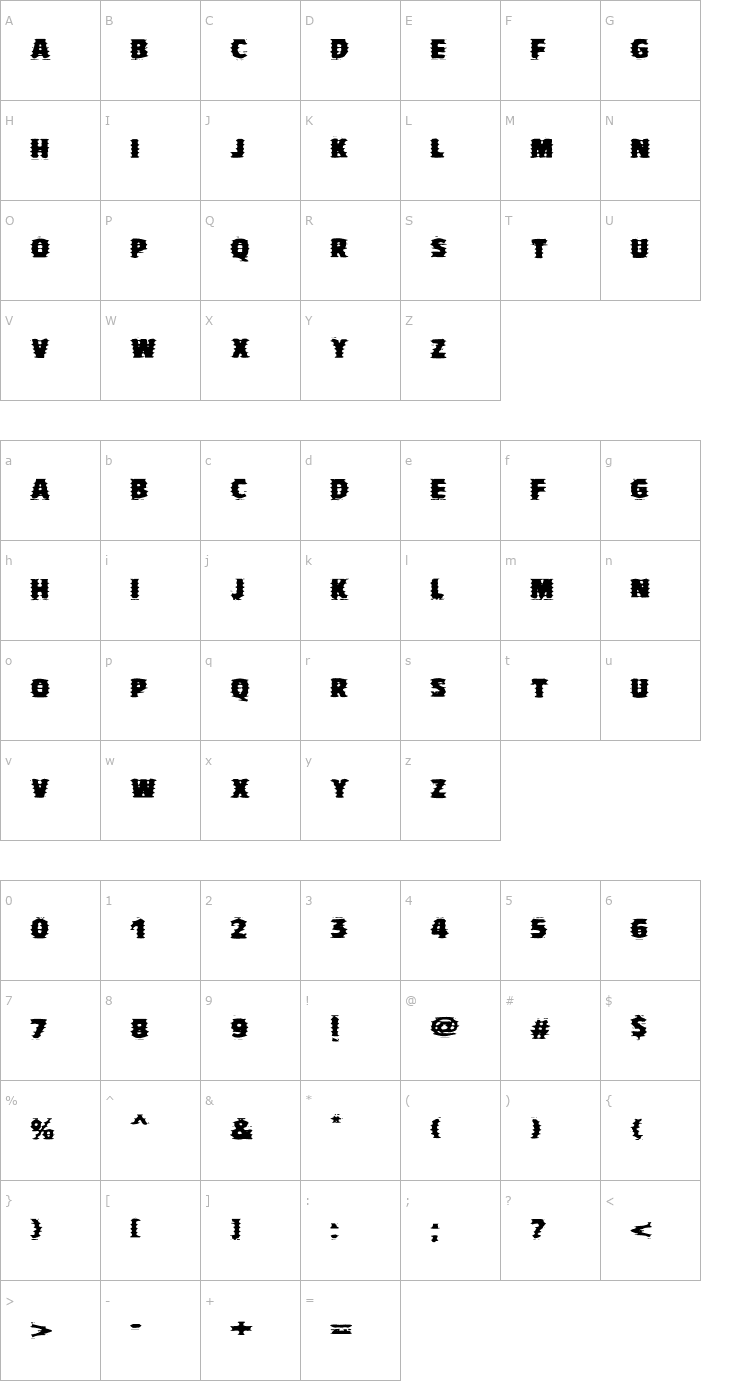 Character Map VTVBadJudgement Font