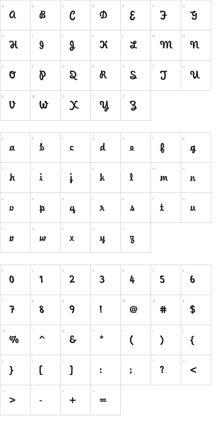 Character Map WaveeWeekend-Double Font