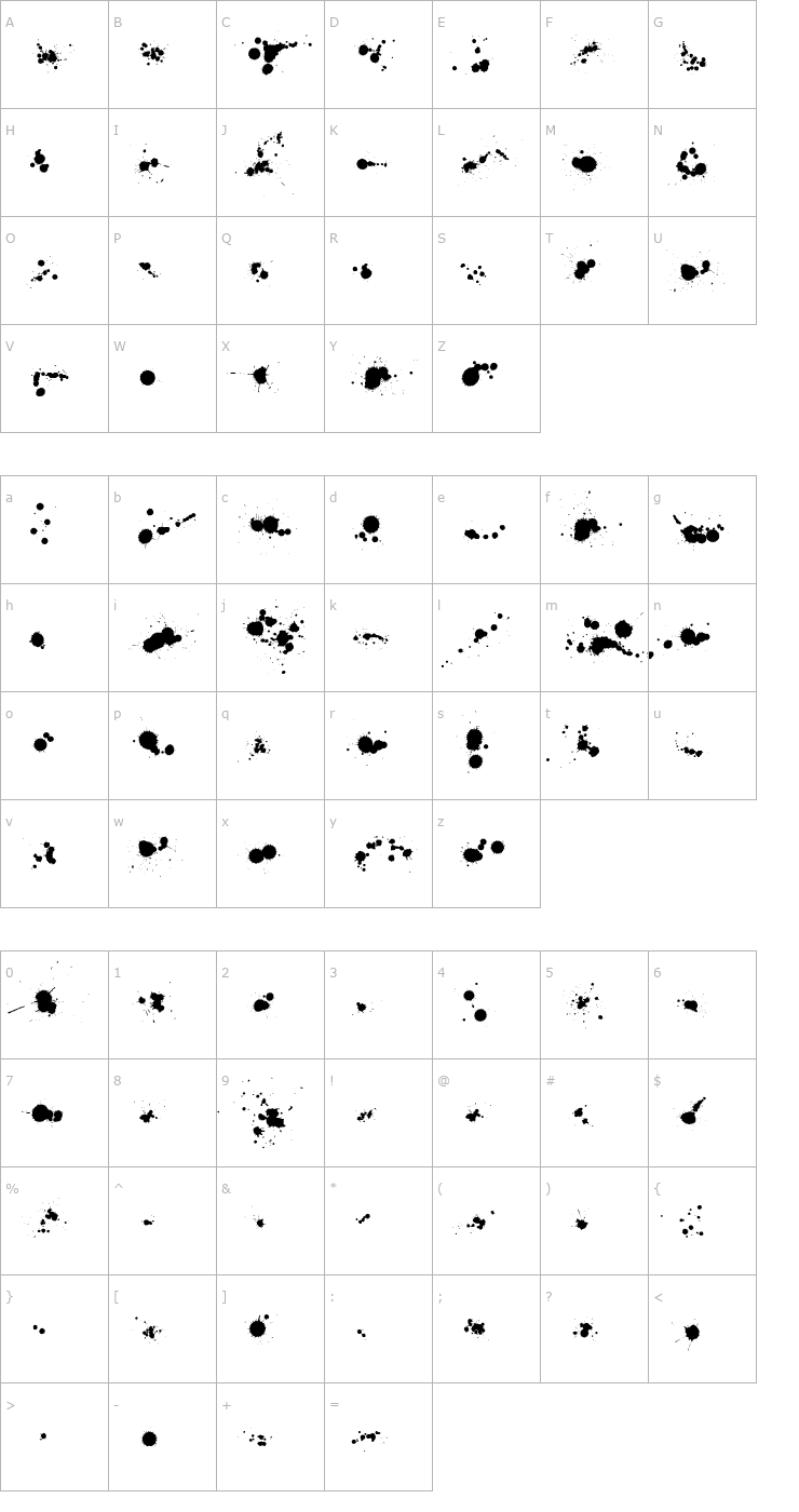 Character Map WC Rhesus A Bta Font