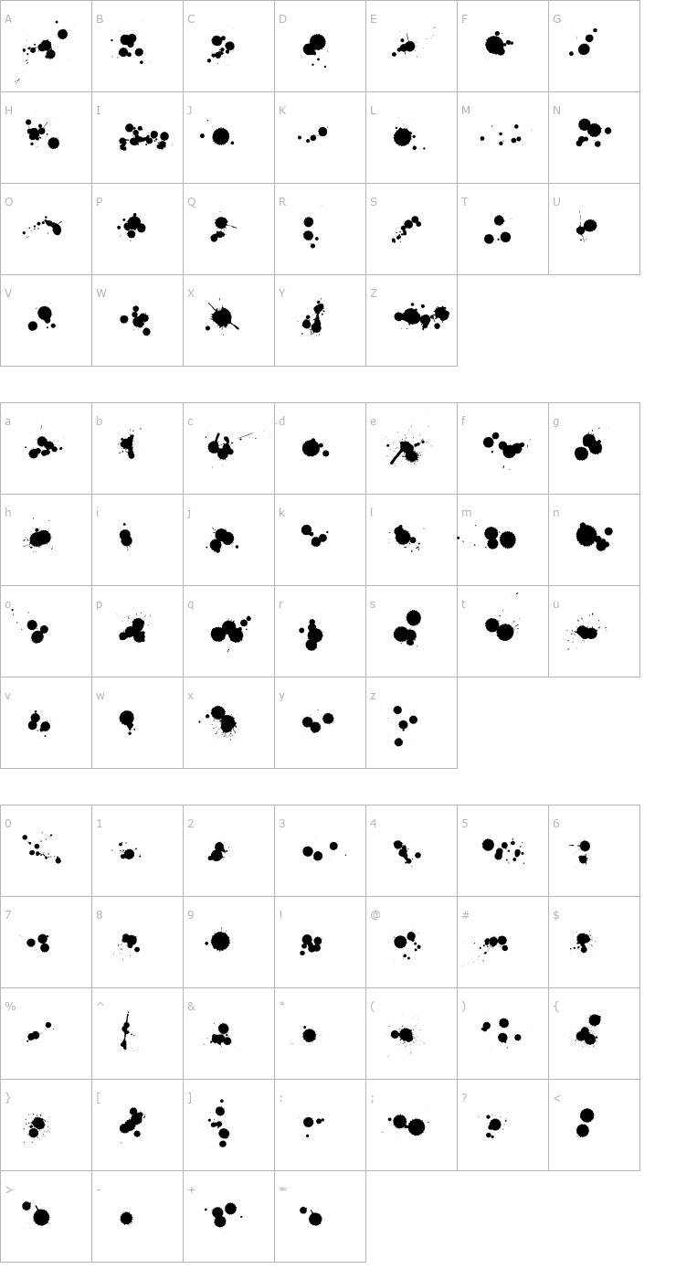 Character Map WC Rhesus B Bta OTF Font