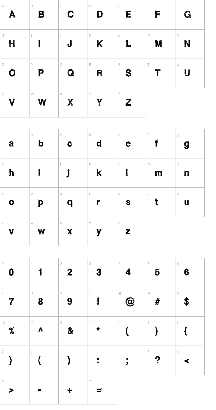 Character Map WC ROUGHTRAD BETA Bold Font