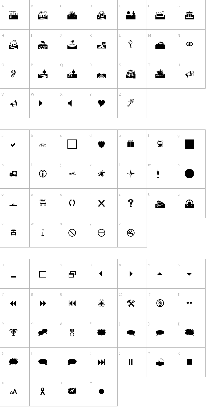 Character Map Webdings Font