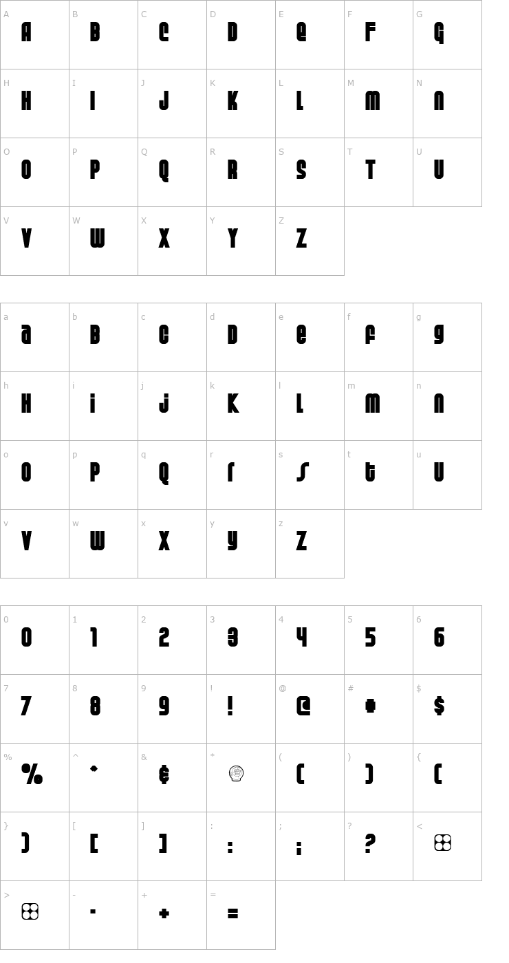 Character Map Weltron Special Power Font