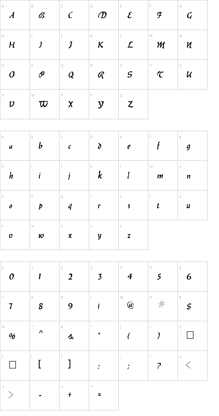 Character Map Werewolf Regular Font