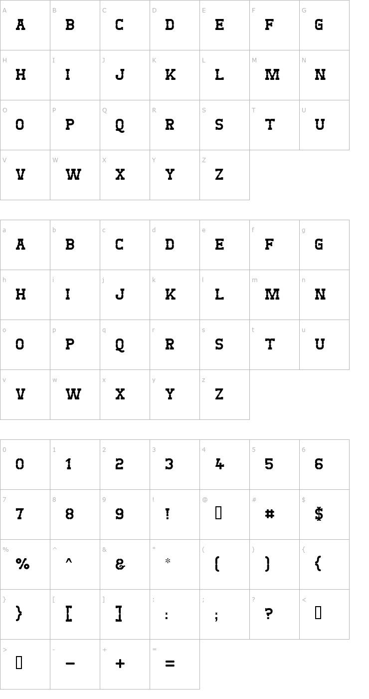 Character Map West Test Font