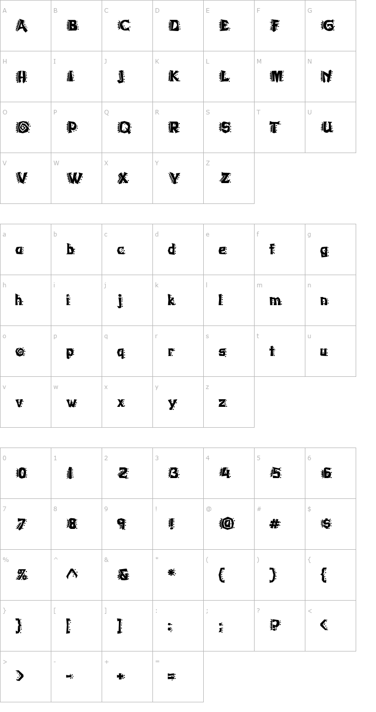 Character Map Whassis ICG Frantic Font