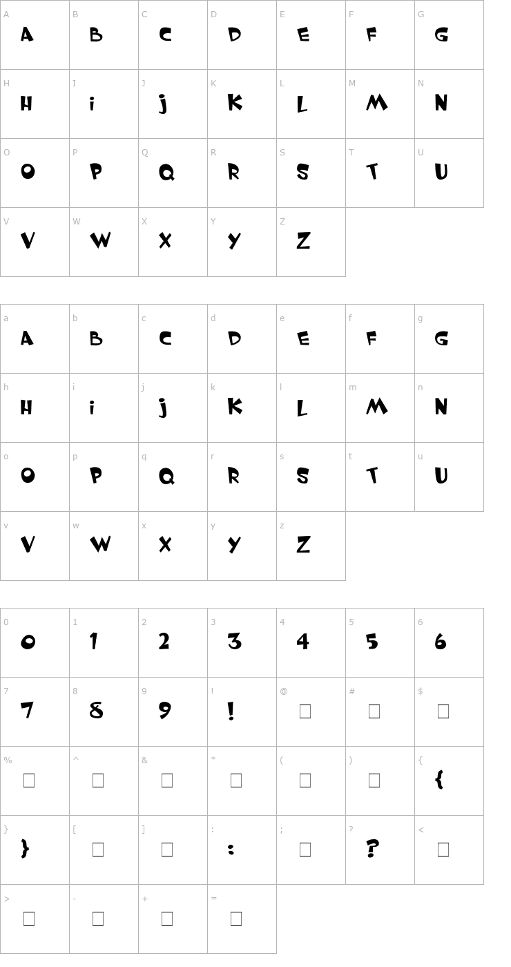 Character Map Whimsy TT Font