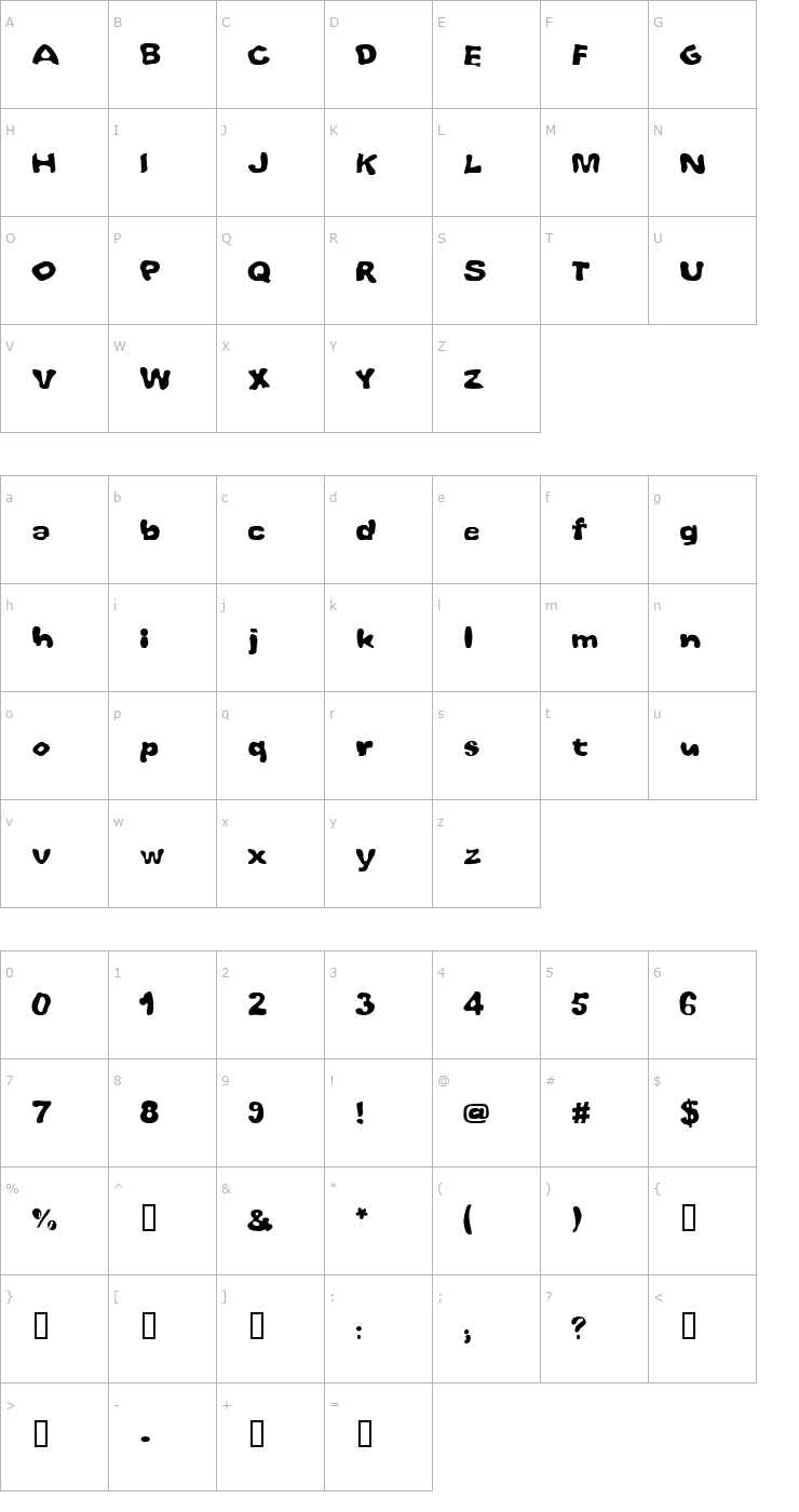 Character Map Whoobub Font