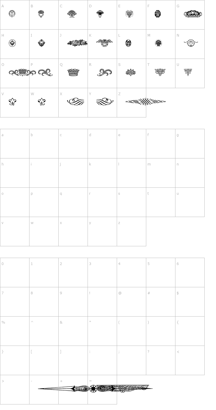 Character Map WieynkFrakturVignetten Font