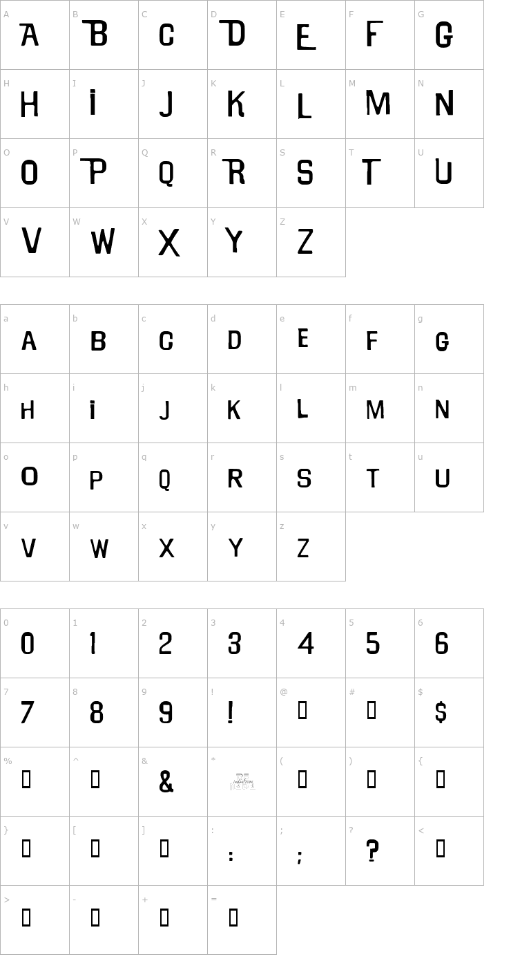 Character Map Will Robinson Font