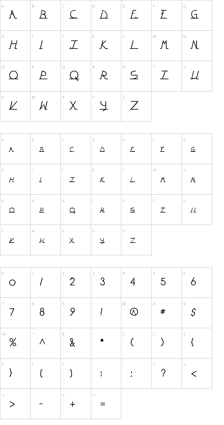 Character Map Wiltonian Regular Font