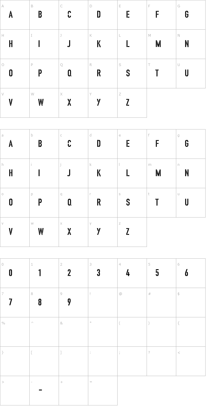 Character Map Wire-AndPlanks Font