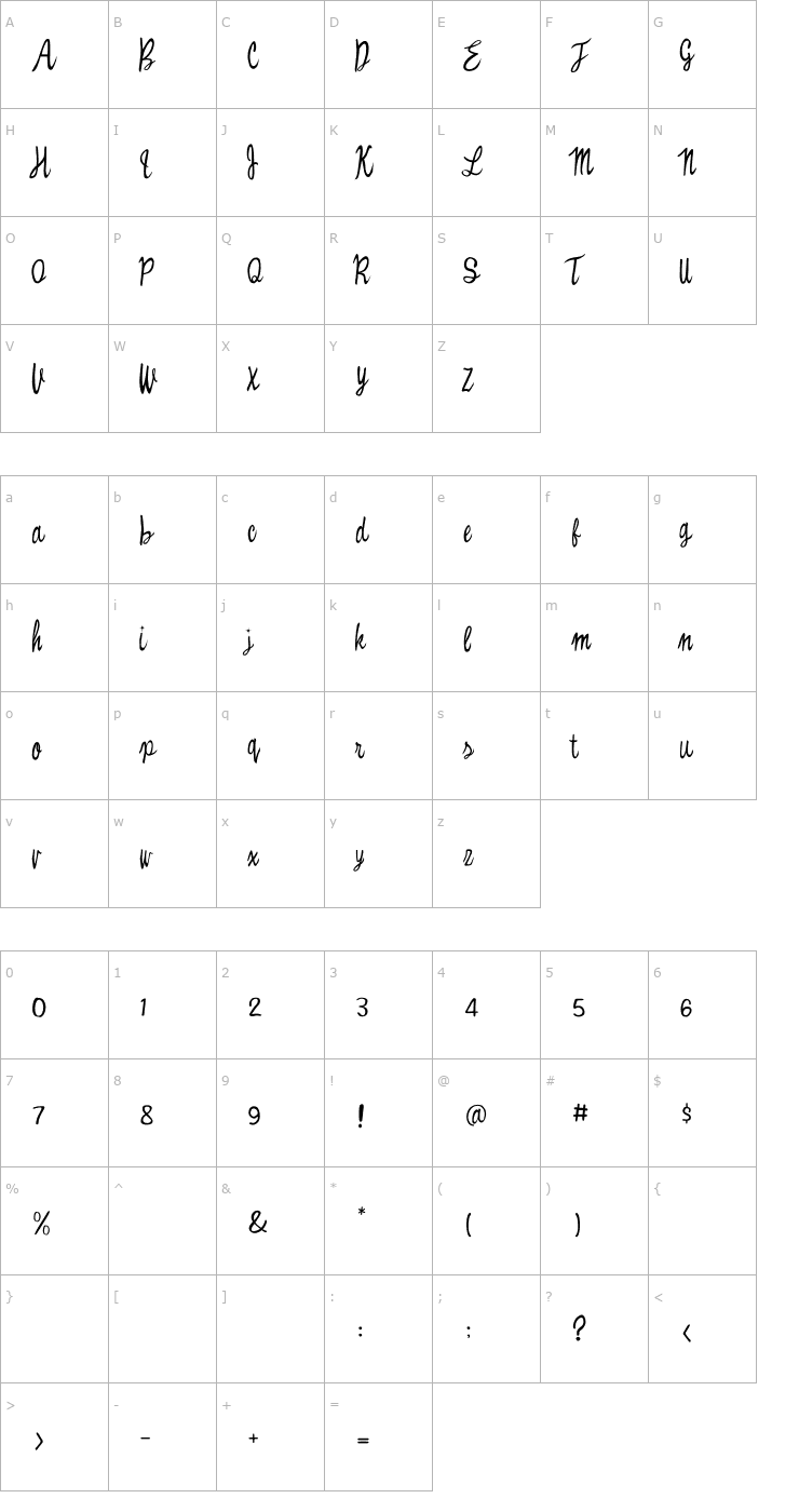 Character Map Witched Font