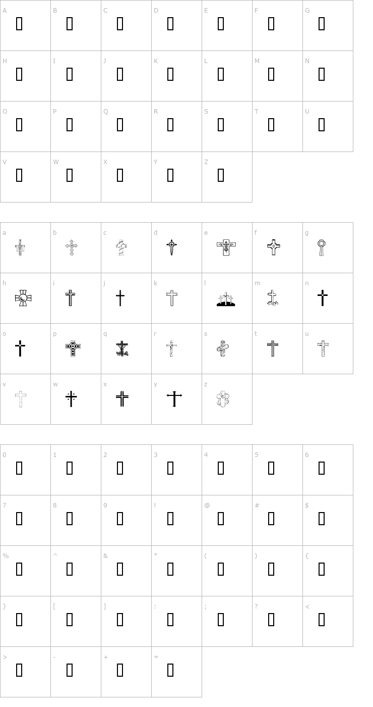 Character Map WM Crosses 1 Font