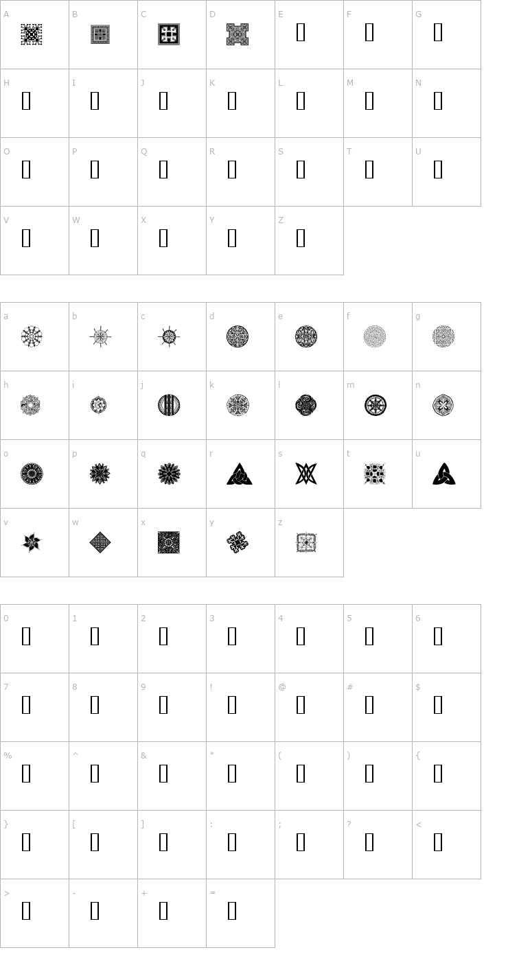 Character Map WM Designs 2 Font