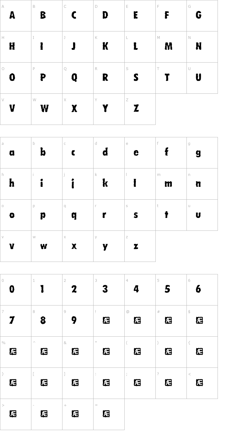 Character Map Wobbly (BRK) Font