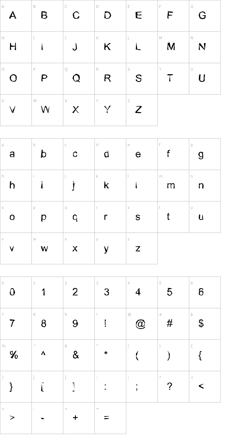 Character Map Wobbly - normal Font