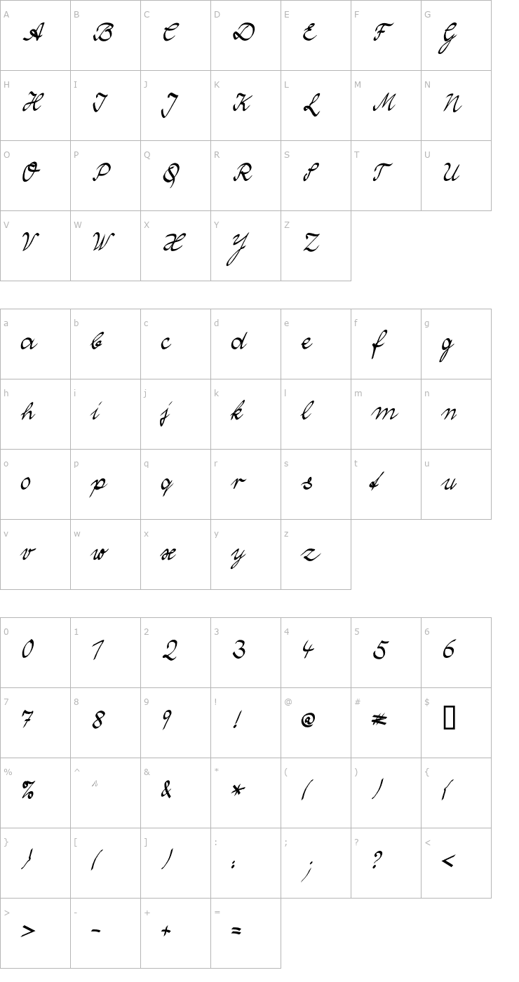 Character Map Wolgast Two Normal Font