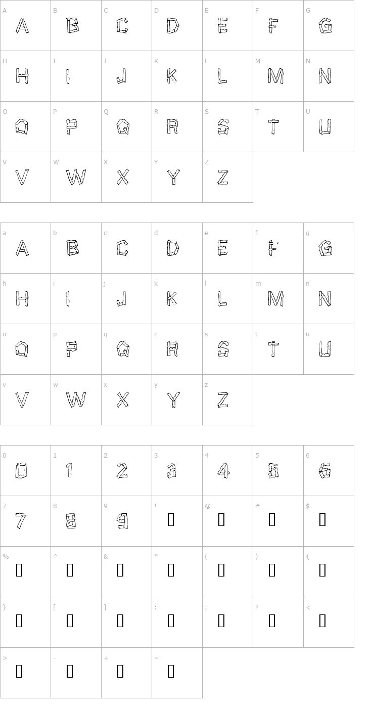 Character Map Wreckage Font