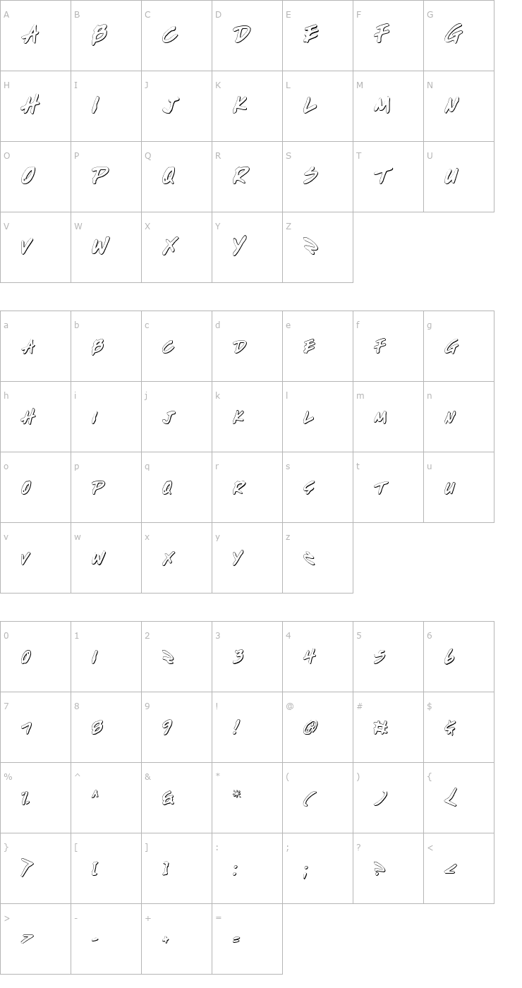 Character Map Write Off Outline Font