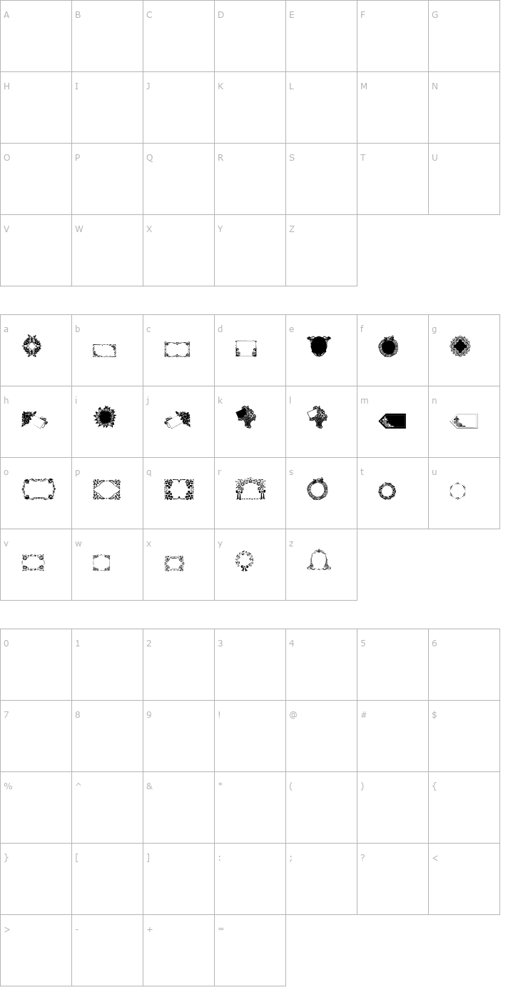 Character Map WWFloralGreetings Font