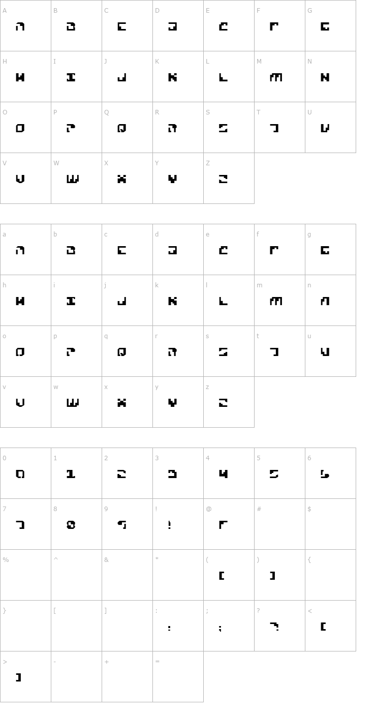 Character Map Xenophobia2 Font