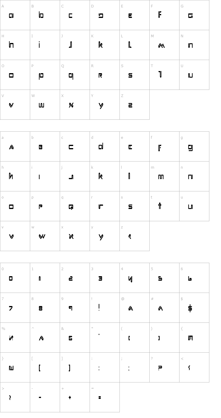 Character Map Xephyr Condensed Font