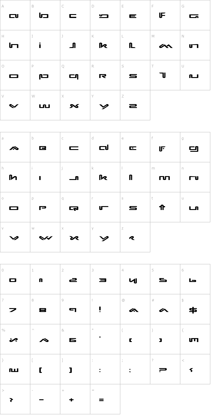 Character Map Xephyr Expanded Font