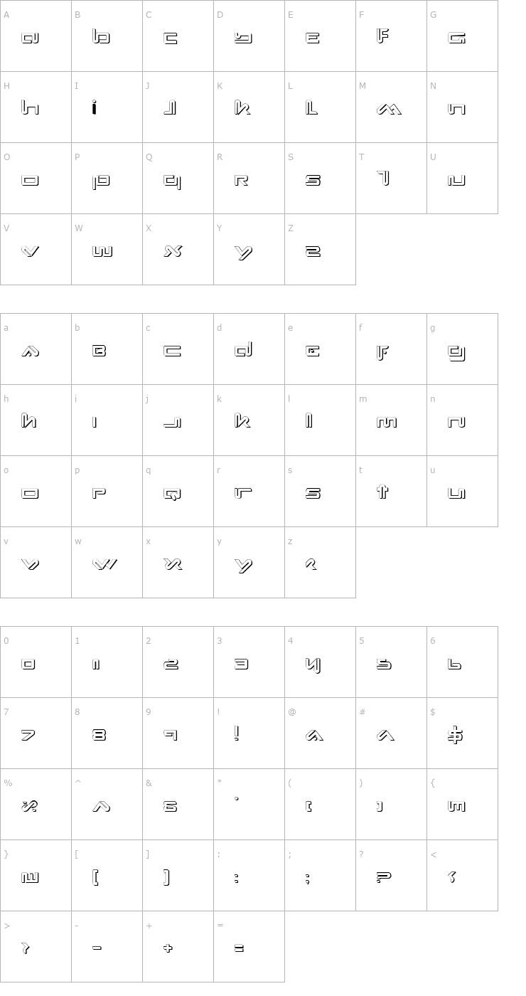 Character Map Xephyr Shadow Font