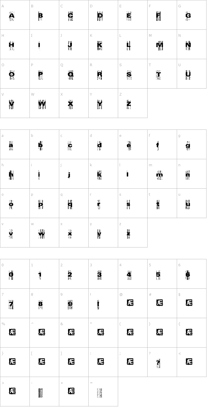 Character Map Xerox Malfunction (BRK) Font