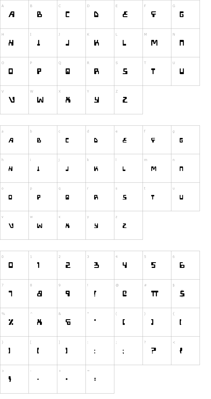 Character Map XPED Font