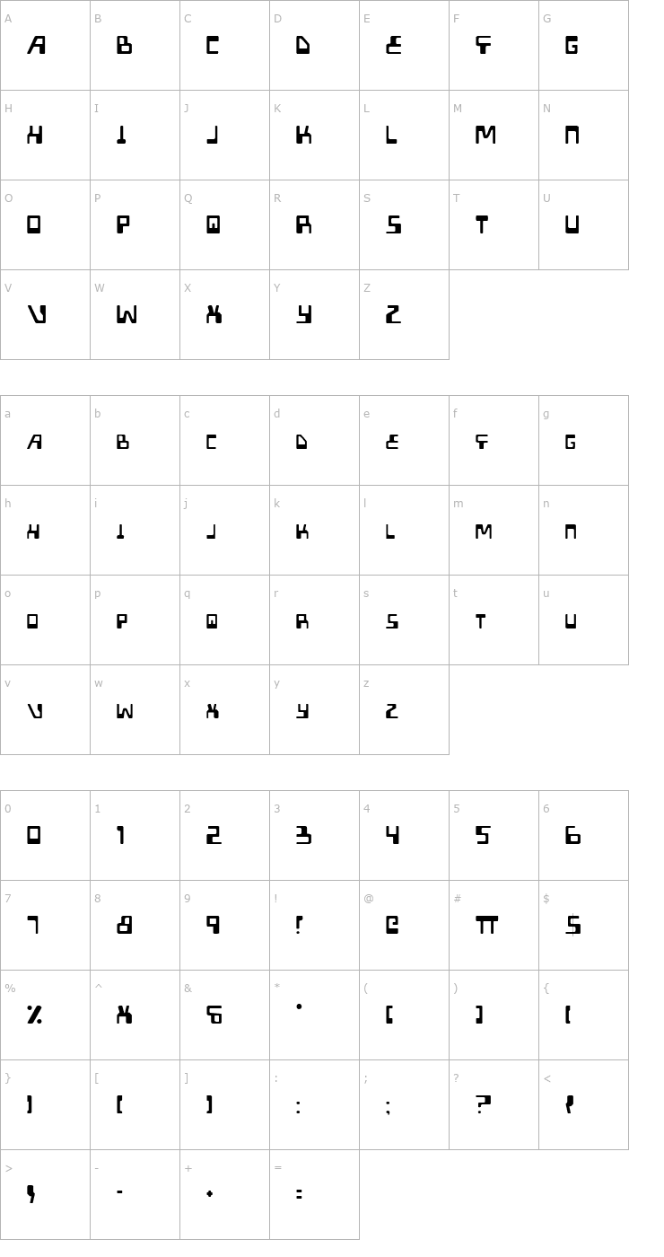 Character Map XPED Light Font