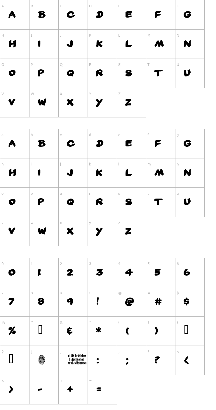 Character Map Yard Sale Font