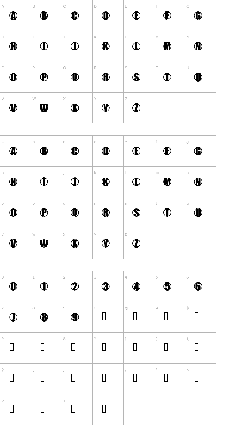 Character Map YChrome Prime Font