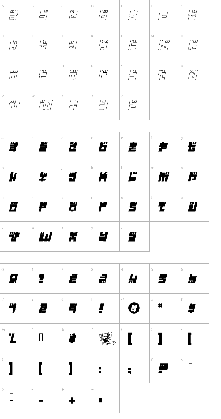 Character Map Year 2000 Replicant Font